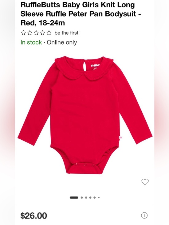 Ruffle Butts Other - RuffleButts Red Long-Sleeve Peter Pan Ruffle Bodysuit